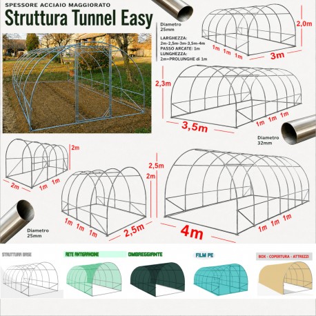 Struttura serra tunnel acciaio