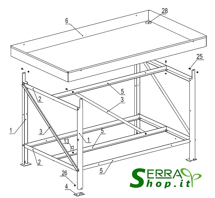 banco tavolo di lavoro semenzaio piante bancone serra serrashop casa giardino