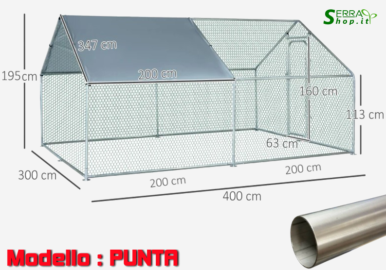 gabbia recinto galline serrashop rete struttura acciaio riparo polli madelux