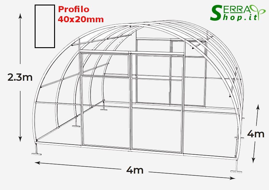 serra tunnel arco policarbonato 4mm compact serrashop