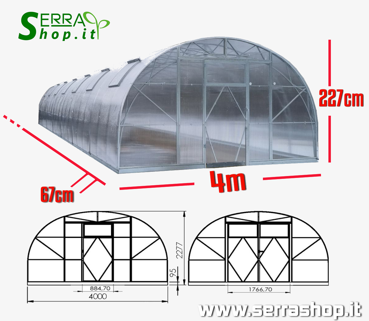 serra tunnel arco policarbonato 4mm compact serrashop