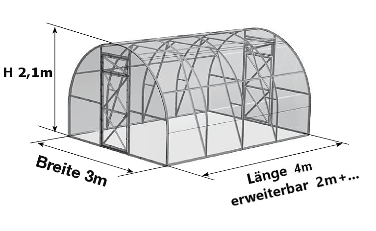 Tunnel Gewächshaus aus Polycarbonat