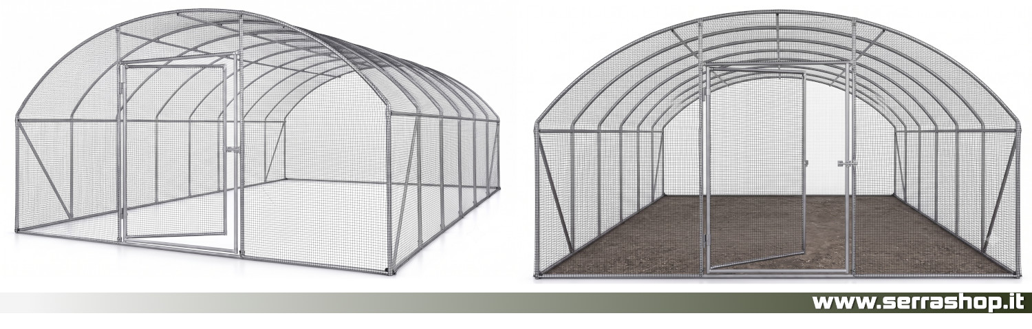 pollaio tunnel per galline con rete