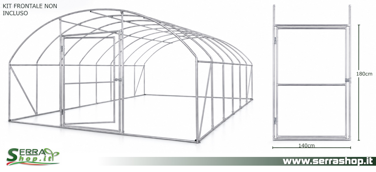 esempio struttura tunnel ad arco con montaggio kit porta frontale