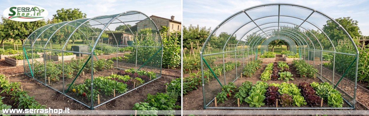 serre tunnel con telo PE antigrandine tensolux serrashop