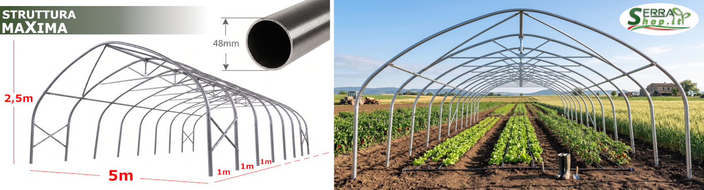 serra tunnel pvc easy plus orto giardino vivaio serre acciaio solo struttura